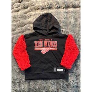 Kids Toddler Detroit Red Wings Black Red Sherpa Sleeve Hoodie Size 4T